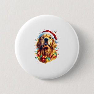 Golden Retriever Funny dog Christmas Santa Hat lig 6 Cm Round Badge