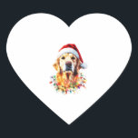 Golden Retriever Funny dog Christmas Santa Hat lig Heart Sticker<br><div class="desc">Golden Retriever Funny dog Christmas Santa Hat lights tree Men Women Kids (1)</div>