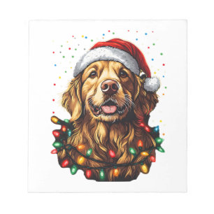 Golden Retriever Funny dog Christmas Santa Hat lig Notepad