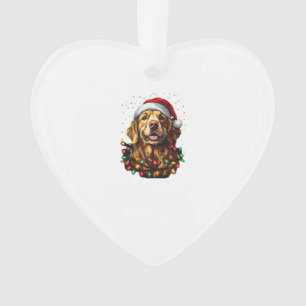 Golden Retriever Funny dog Christmas Santa Hat lig Ornament