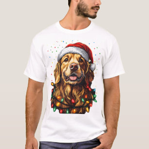 Golden Retriever Funny dog Christmas Santa Hat lig T-Shirt