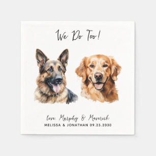 Golden Retriever German Shepherd Dog Wedding Napkin