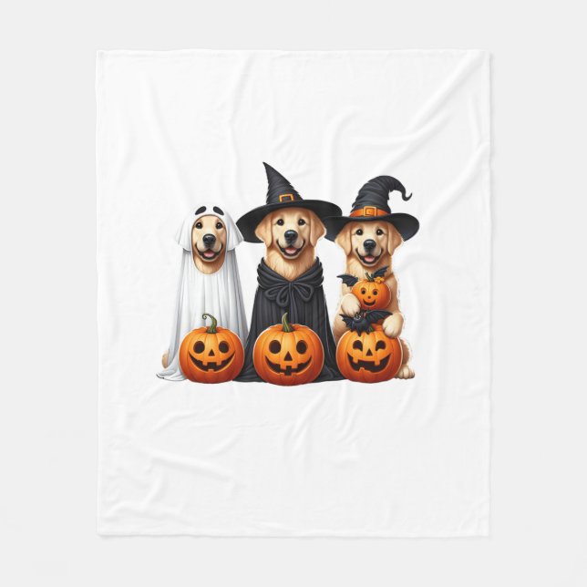 Golden Retriever Ghost Halloween Dog Lovers  Fleece Blanket (Front)