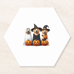 Golden Retriever Ghost Halloween Dog Lovers Paper Coaster