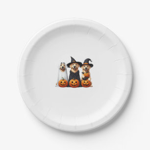 Golden Retriever Ghost Halloween Dog Lovers Paper Plate