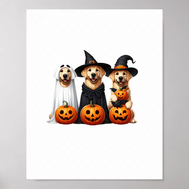 Golden Retriever Ghost Halloween Dog Lovers Poster | Zazzle