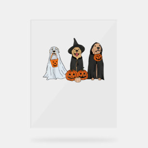 Golden Retriever Ghost Halloween Trick Or Treat Do Acrylic Sign