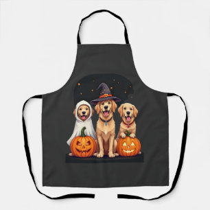 Golden Retriever Ghost Halloween Trick Or Treat Do Apron