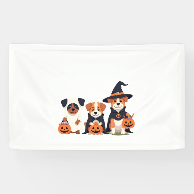 Golden Retriever Ghost Halloween Trick Or Treat Do Banner (Horizontal)