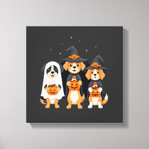 Golden Retriever Ghost Halloween Trick Or Treat Do Canvas Print