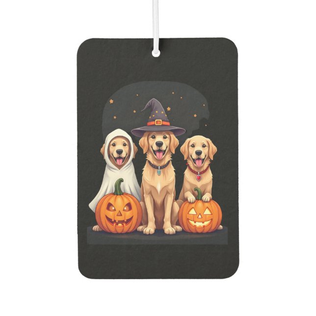 Golden Retriever Ghost Halloween Trick Or Treat Do Car Air Freshener (Front)