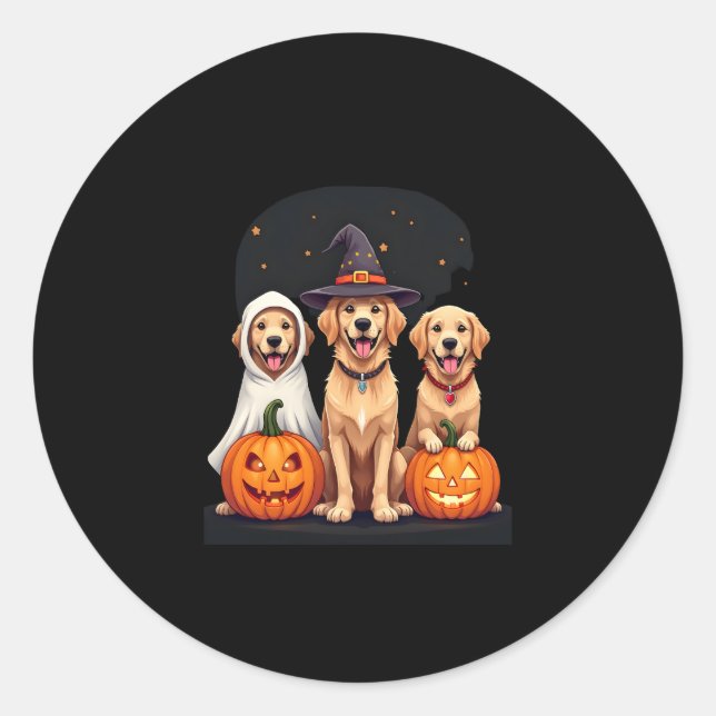 Golden Retriever Ghost Halloween Trick Or Treat Do Classic Round Sticker (Front)