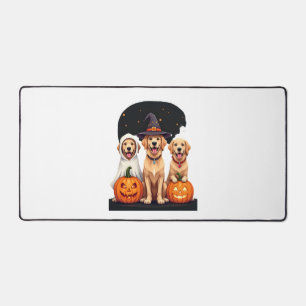 Golden Retriever Ghost Halloween Trick Or Treat Do Desk Mat