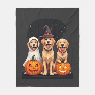Golden Retriever Ghost Halloween Trick Or Treat Do Fleece Blanket