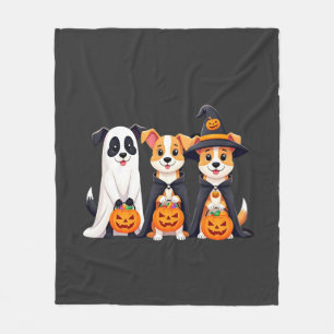 Golden Retriever Ghost Halloween Trick Or Treat Do Fleece Blanket