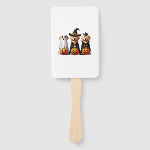 Golden Retriever Ghost Halloween Trick Or Treat Do Hand Fan
