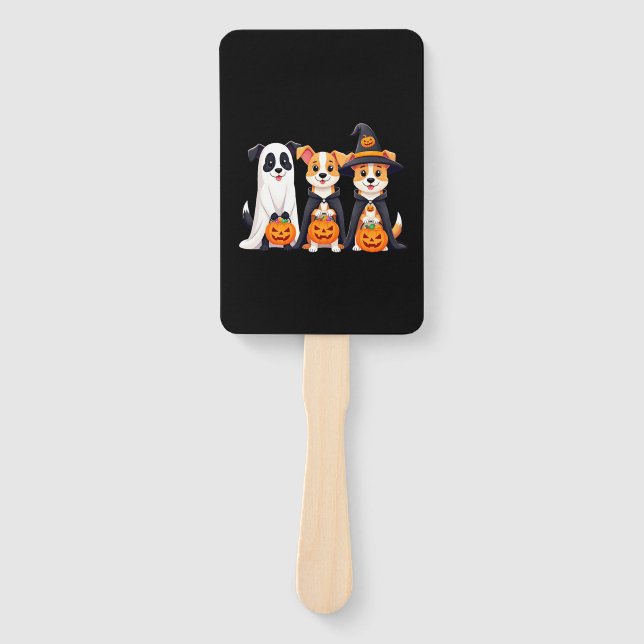 Golden Retriever Ghost Halloween Trick Or Treat Do Hand Fan (Front)