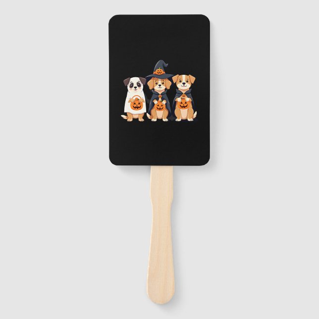 Golden Retriever Ghost Halloween Trick Or Treat Do Hand Fan (Front)