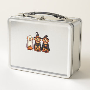 Golden Retriever Ghost Halloween Trick Or Treat Do Metal Lunch Box