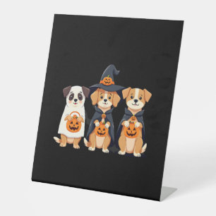 Golden Retriever Ghost Halloween Trick Or Treat Do Pedestal Sign