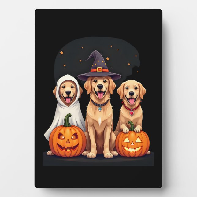 Golden Retriever Ghost Halloween Trick Or Treat Do Plaque (Front)