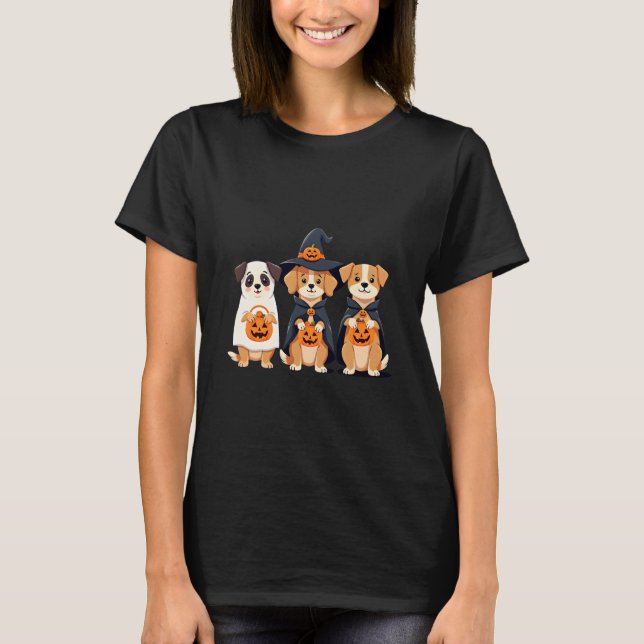 Golden Retriever Ghost Halloween Trick Or Treat Do T-Shirt (Front)
