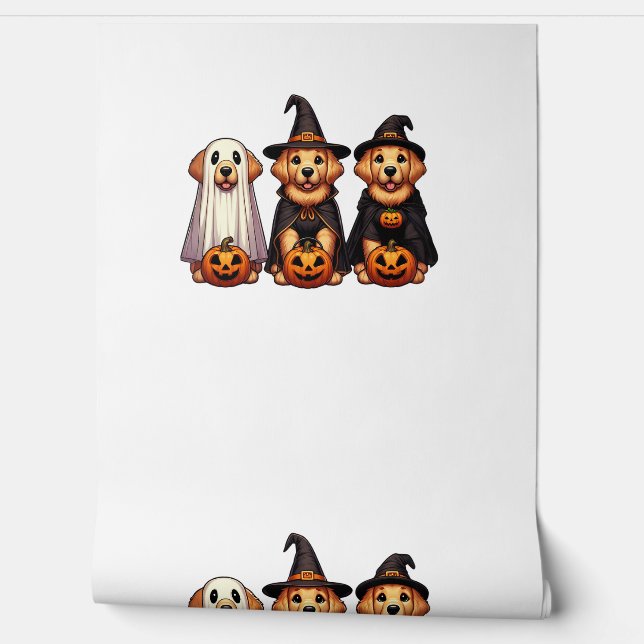 Golden Retriever Ghost Halloween Trick Or Treat Do Wallpaper (Unrolling)