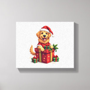 Golden Retriever Gift Wrap Canvas Print