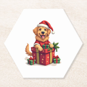 Golden Retriever Gift Wrap Paper Coaster