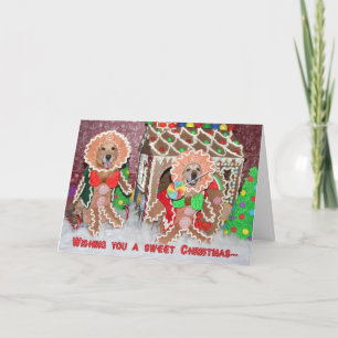 Golden Retriever Gingerbread House Christmas Card
