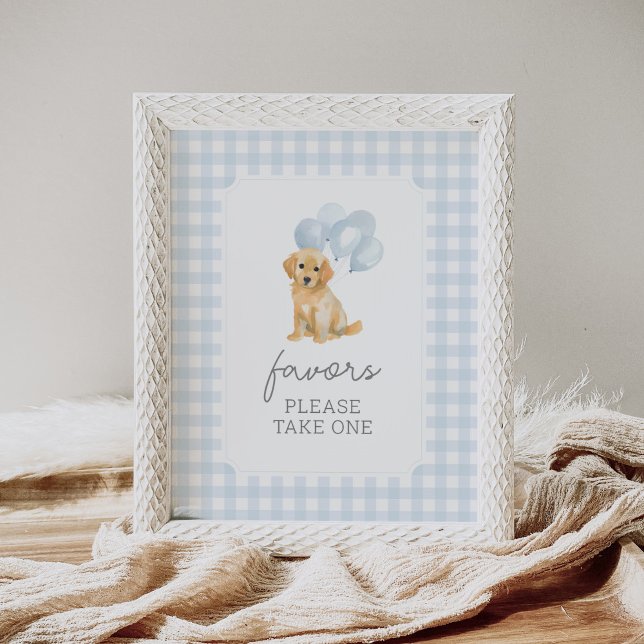 Golden Retriever Gingham Baby Shower Favours Sign (Creator Uploaded)