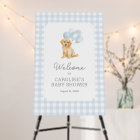 Golden Retriever Gingham Baby Shower Welcome Sign