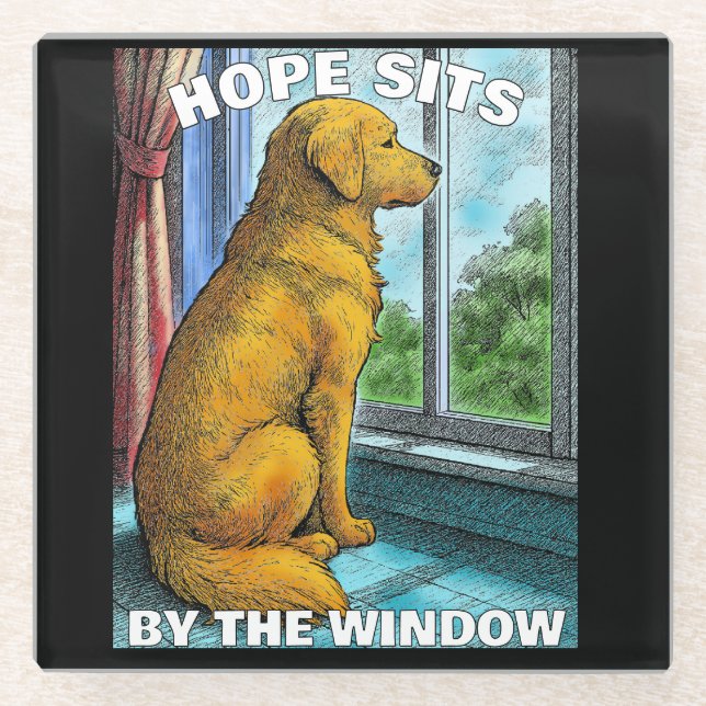 golden retriever glass coaster (Front)