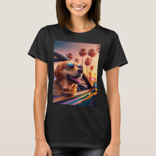 Golden Retriever Glasses Car Golden Retriever T-Shirt
