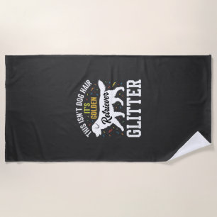 Golden Retriever Glitter Dog Hair Design Beach Towel