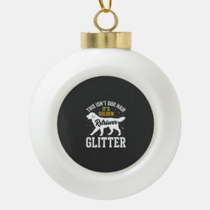 Golden Retriever Glitter Dog Hair Design Ceramic Ball Christmas Ornament