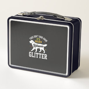 Golden Retriever Glitter Dog Hair Design Metal Lunch Box