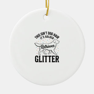 Golden Retriever Glitter Vintage Dog Hair Shirt_1 Ceramic Tree Decoration