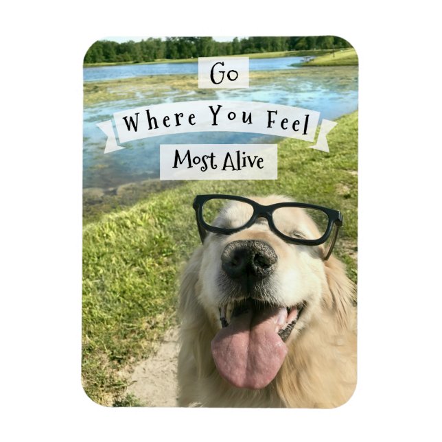 Golden Retriever  Go Where You Feel Inspirational Magnet (Vertical)