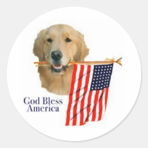 Golden Retriever God Bless America Sticker