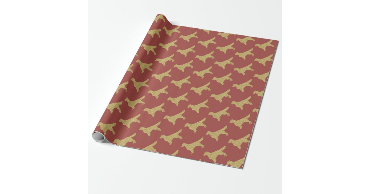 Golden retriever Gold glitter Wrapping Paper Zazzle