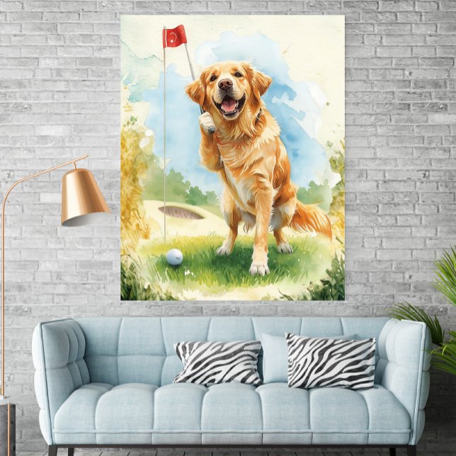 Golden Retriever Golf Watercolor Poster  (Creator Uploaded)