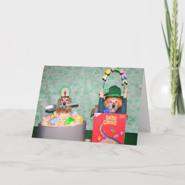 Golden Retriever Good Luck Charm St. Patrick’s Day Holiday Card (Front)