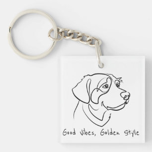 Golden Retriever - Good Vibes, Golden Style Key Ring