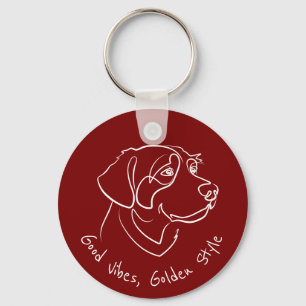 Golden Retriever - Good Vibes, Golden Style Key Ring