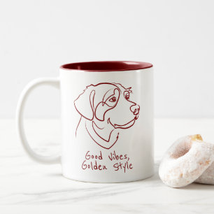 Golden Retriever - Good Vibes, Golden Style Two-Tone Coffee Mug
