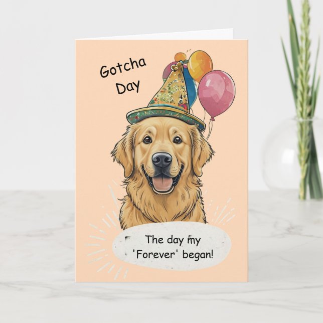 Golden Retriever Gotcha Day Celebration Card (Front)