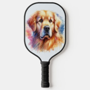 Golden Retriever Grace: Watercolor Elegance Pickleball Paddle