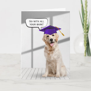 Golden Retriever Graduate With Purple Cap Card