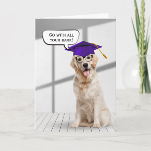 Golden Retriever Graduate With Purple Cap Card